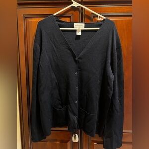 Rena Rowan Cardigan Button Front Dark Navy Long Sleeve w/Pockets Womens - XL